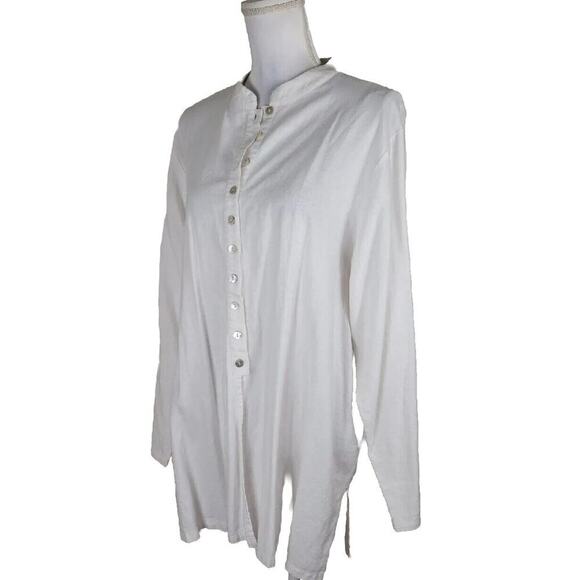 Clothing Co By Notations Blouse Plus Size 1X White Button Up Shirt Linen Blend. - Picture 5 of 5